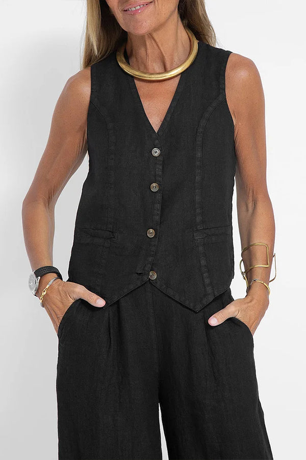 Linen Waistcoat Two Set Suits