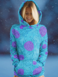 Comstylish Winter Monster Lady Warm Flannel Hooded Sweatshirt