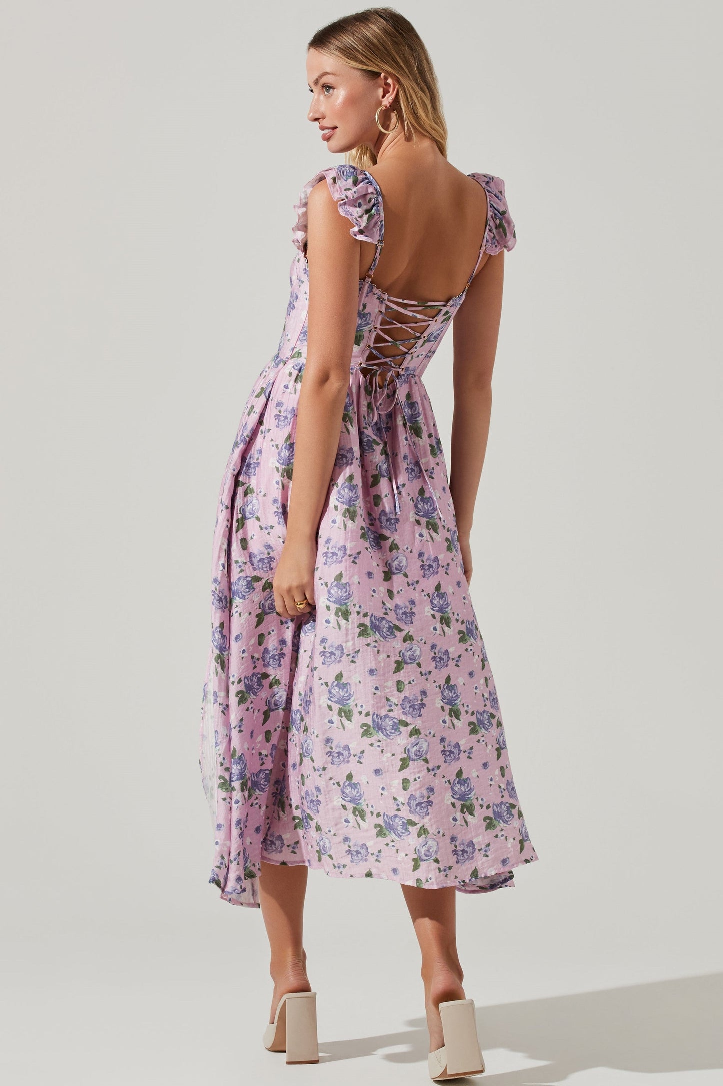 Bustier Ruffle Hem Cami Slit Midi Dress