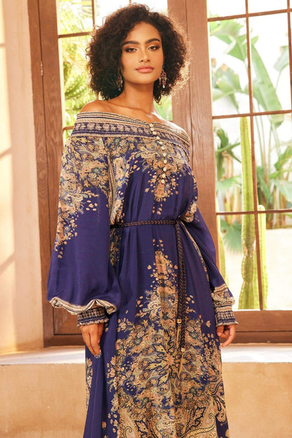 Leila Paisley-print Long Sleeves Maxi Dress