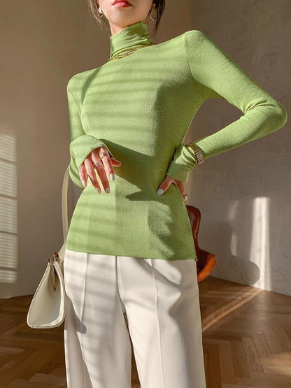 Woman Tshirts ’s Turtleneck Long-sleeved T-shirt Autumn Winter Coat Tops Mujer Camisetas