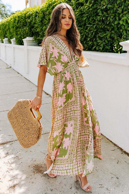 Eunice Printed V-neck Maxi Dress