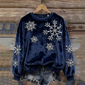 Comstylish Christmas Classy Snowflakes Beaded Cozy Plush Sweatshirt