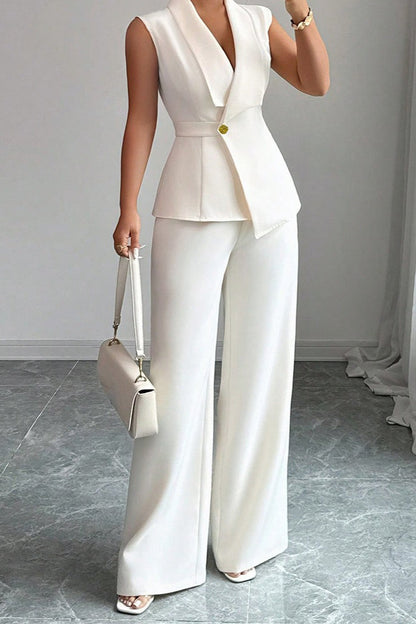 Asymmetric Two Piece Vest Pants Set