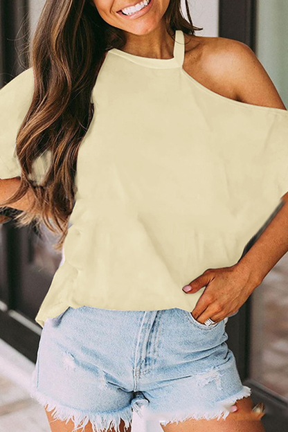 Split Joint Asymmetrical Collar T-shirts(7 Colors)