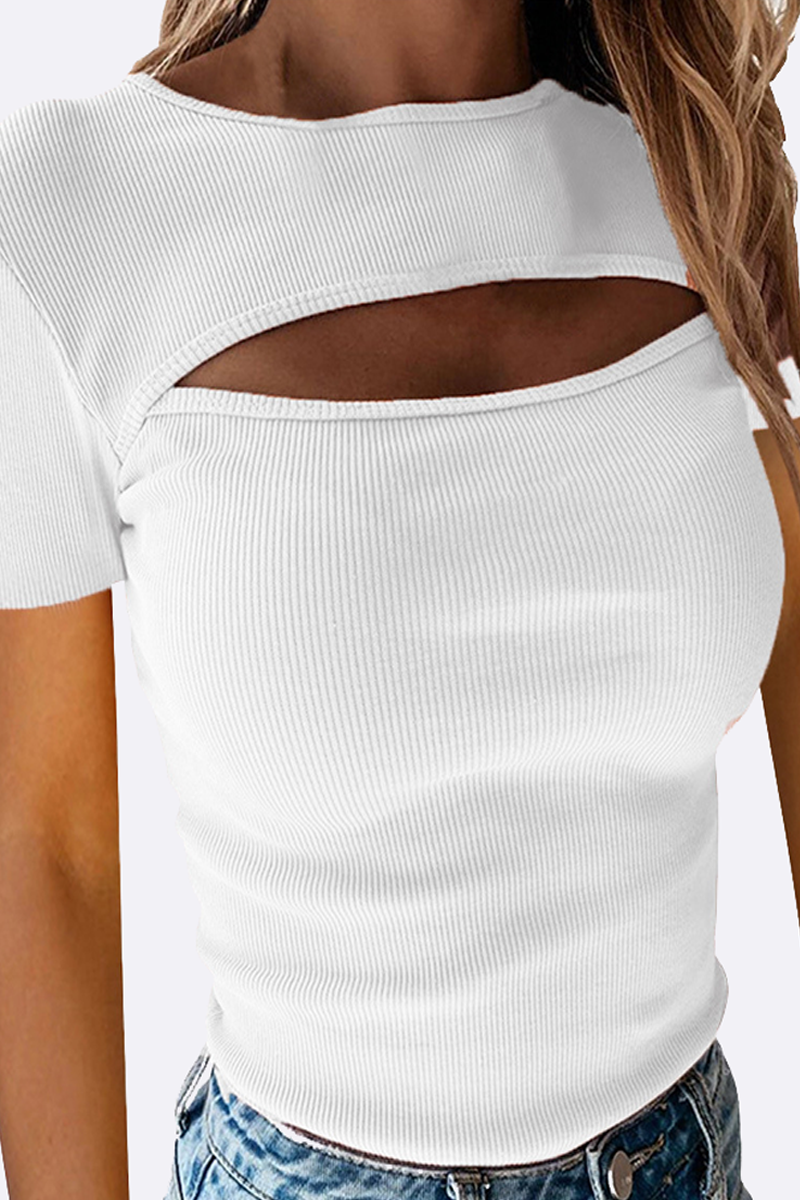 Hollowed Out O Neck T-shirts