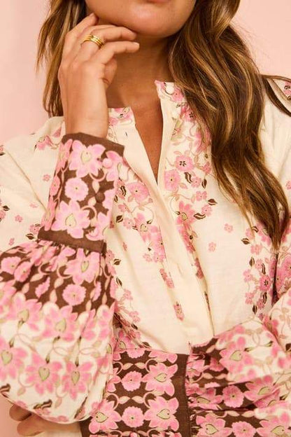 Delia Printed Long Sleeves Maxi Dress