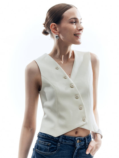Button V-neck Vest