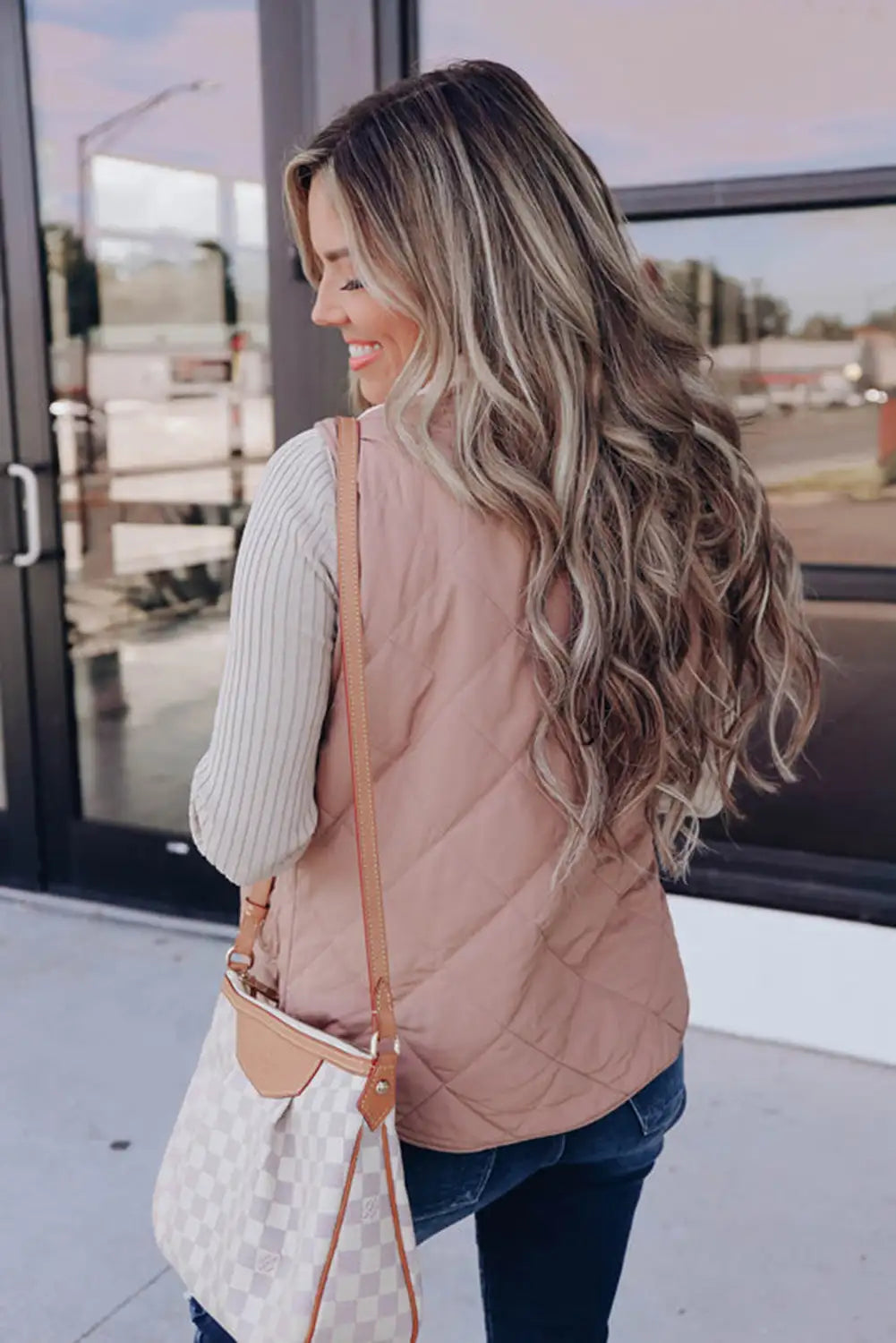 Pink Quilted Vest Coats