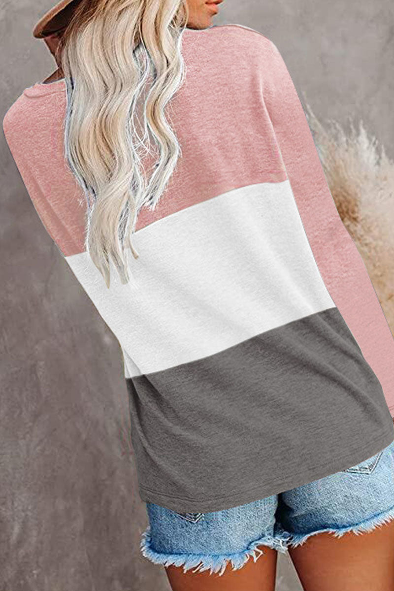 Split Joint O Neck T-shirts(6 Colors)