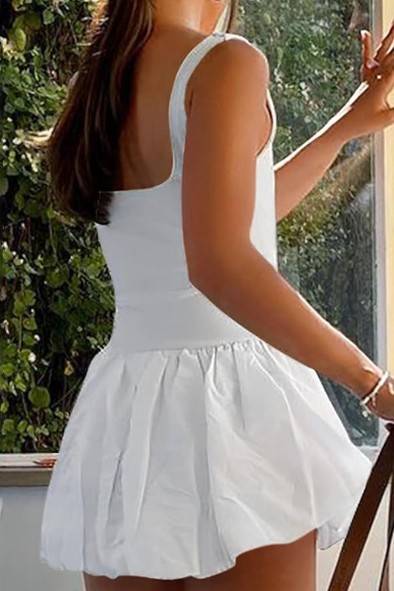 Color Backless U Neck Vest Dresses(6 Colors)