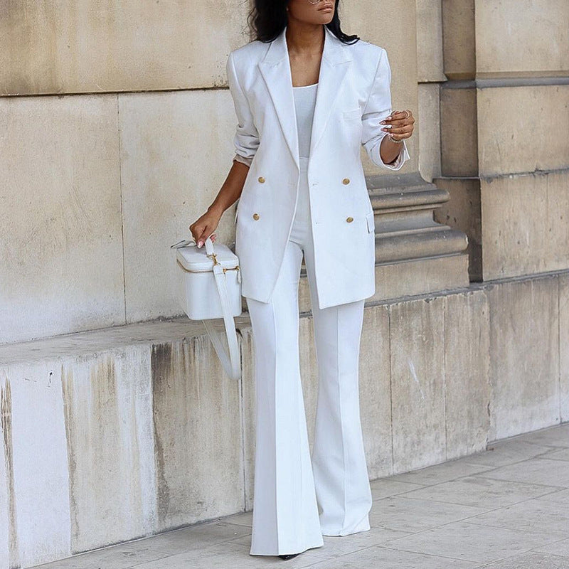 ’s Autumn Color Suit Wide Leg Pants Set