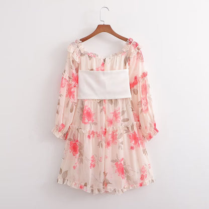 Autumn Print Ruffle Sleeve Mini Dress – Girly Fairy Gas Dress