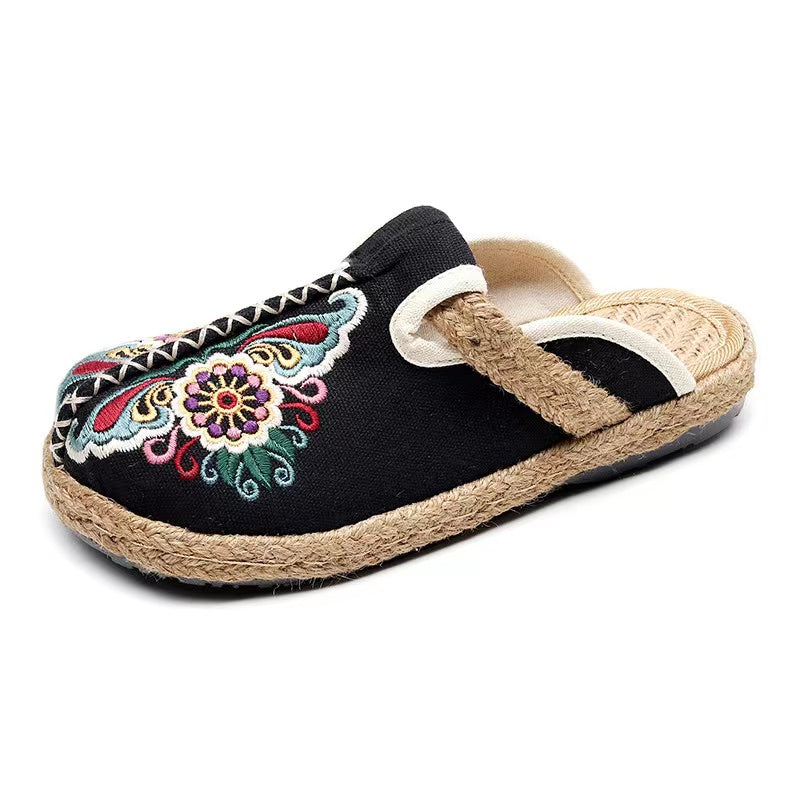 Linen Shoes Flip Flop Flats