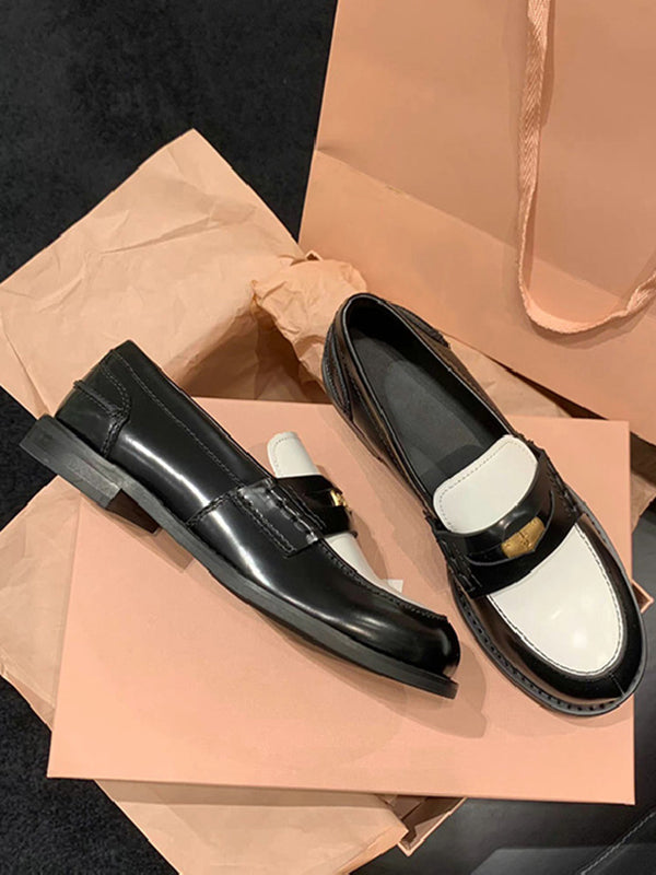 Round-toe Split-joint Loafers