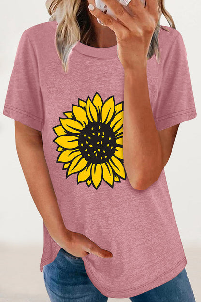 Print Flowers O Neck T-shirts