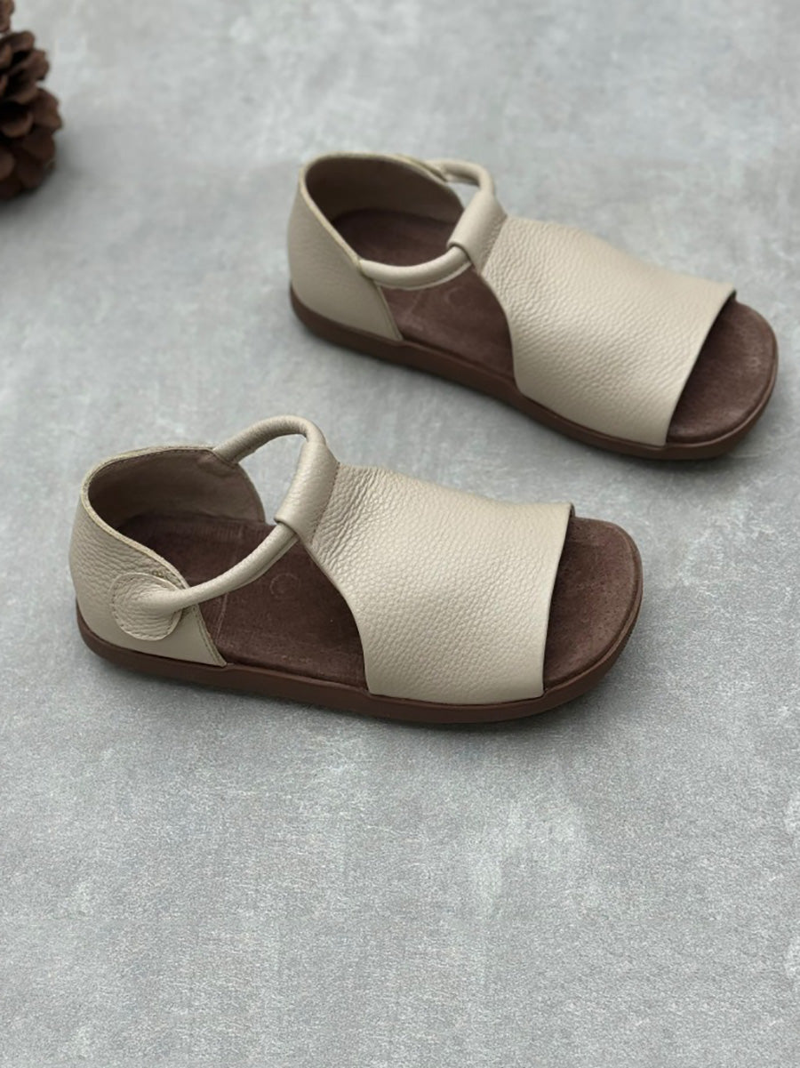 Summer Soft Genuine Leather Flat Sandals Fd035