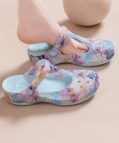 Comfortable Green Print Hollow Out Beach Slide Sandals Ap1059
