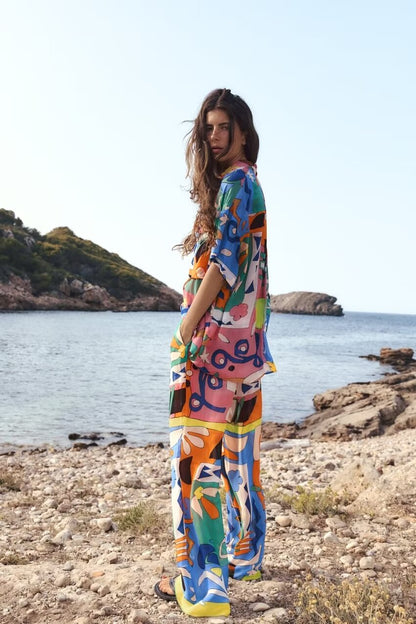 ’s Polo Collar Short Sleeve Blouse With Pocket Decoration