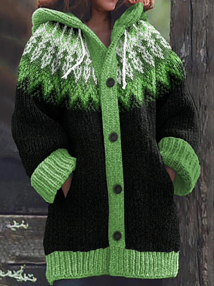 Vintage Tribal Icelandic Pattern Cozy Cardigan Sweater elevenforest