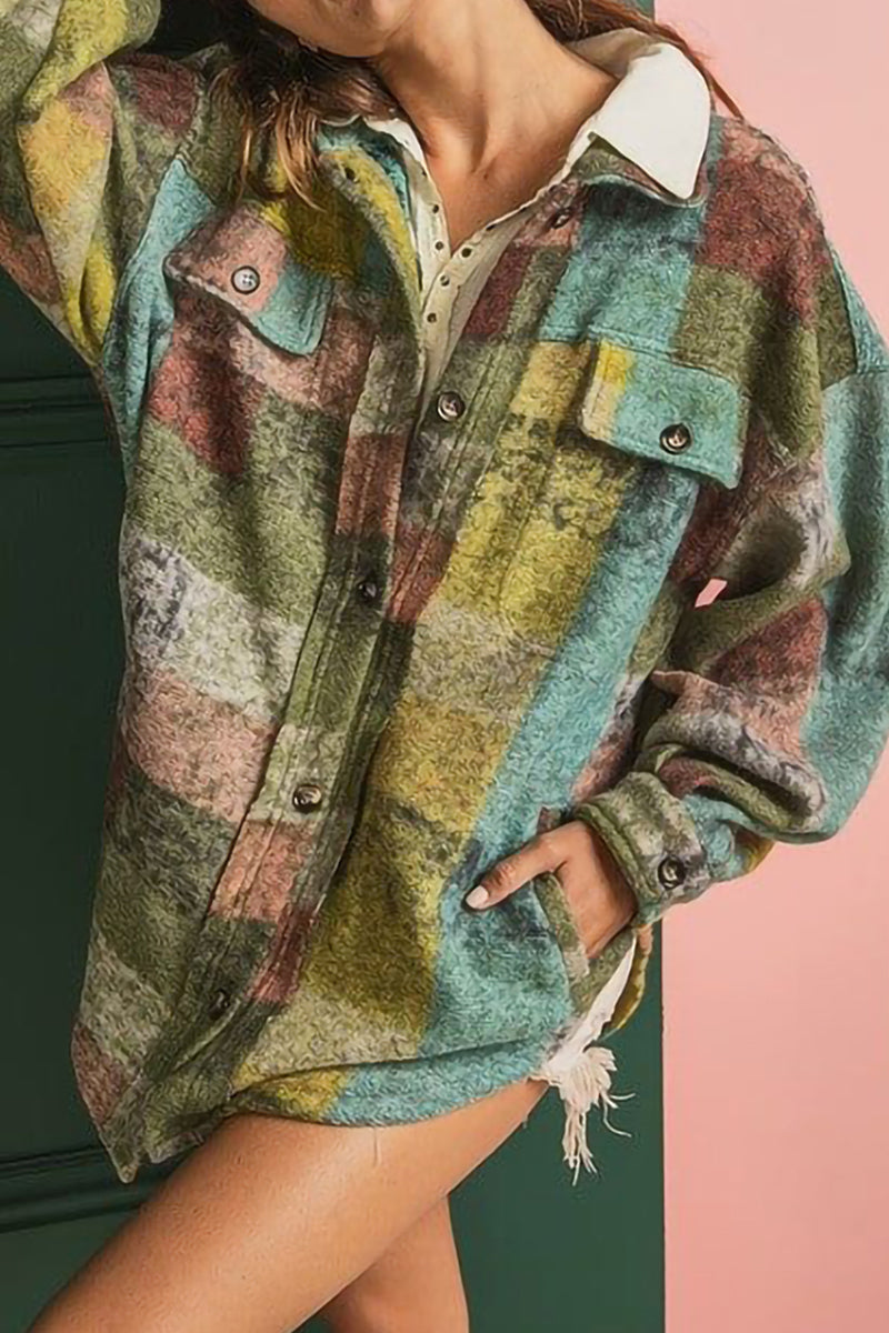 Color Block Contrast Turndown Collar Tops