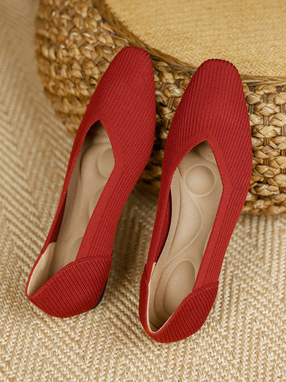 Color Square-toe Flats Shoes