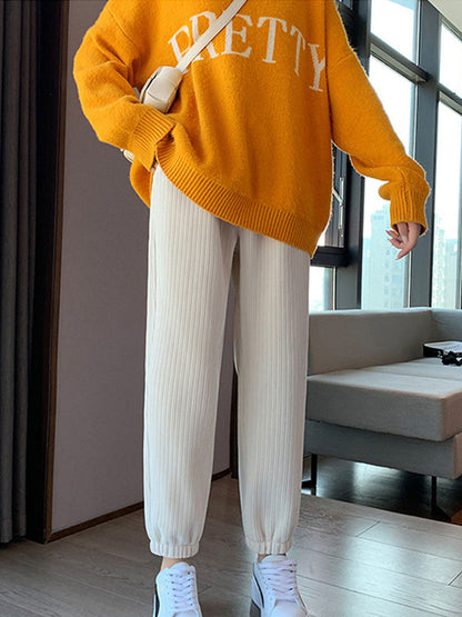 Warm Winter Plush Thick Cashmere Corduroy Pants Female Korean Style Sweatpants Loose Harem Long Trousers Joggers