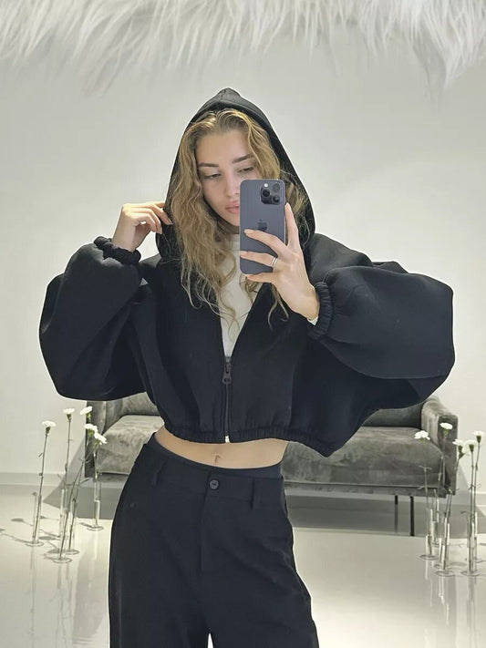 Color Short Sports Hoodie Coat
