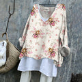 Bee Element Vintage Floral Women's Linen Shirt artswardrobe