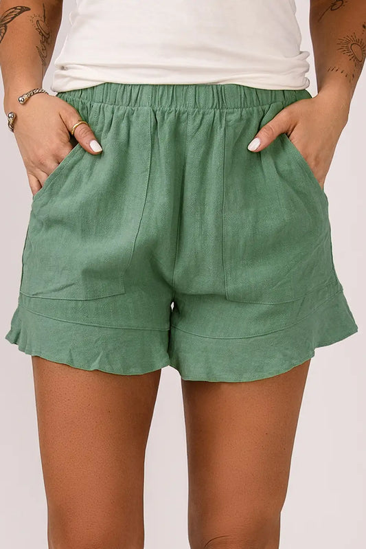 Fresh Green Ruffle Shorts