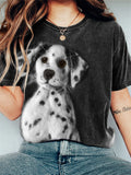 Comstylish Lovely Dalmatian Dog Felt Art Vintage T Shirt