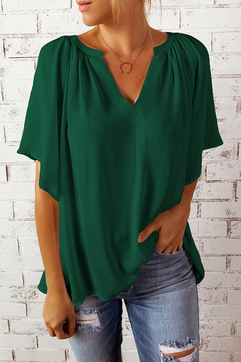 Split Joint V Neck T-shirts(6 Colors)