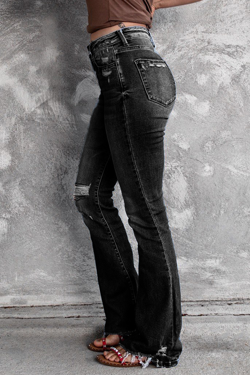 Ripped High Waist Regular Denim Jeans