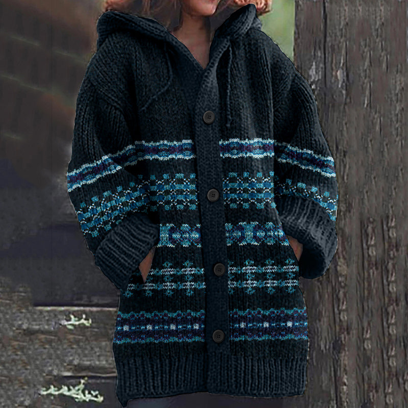 Vintage Tribal Ethnic Graphic Knitted Cozy Sweater Cardigan artswardrobe