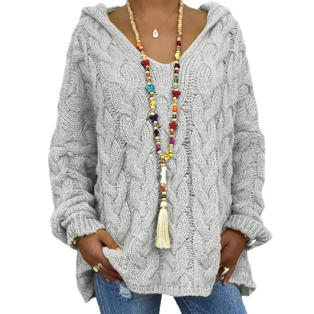 JO | Hooded sweater with V-neck