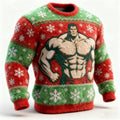 Comstylish Men's Christmas Muscles Print Plush Sweatshirt