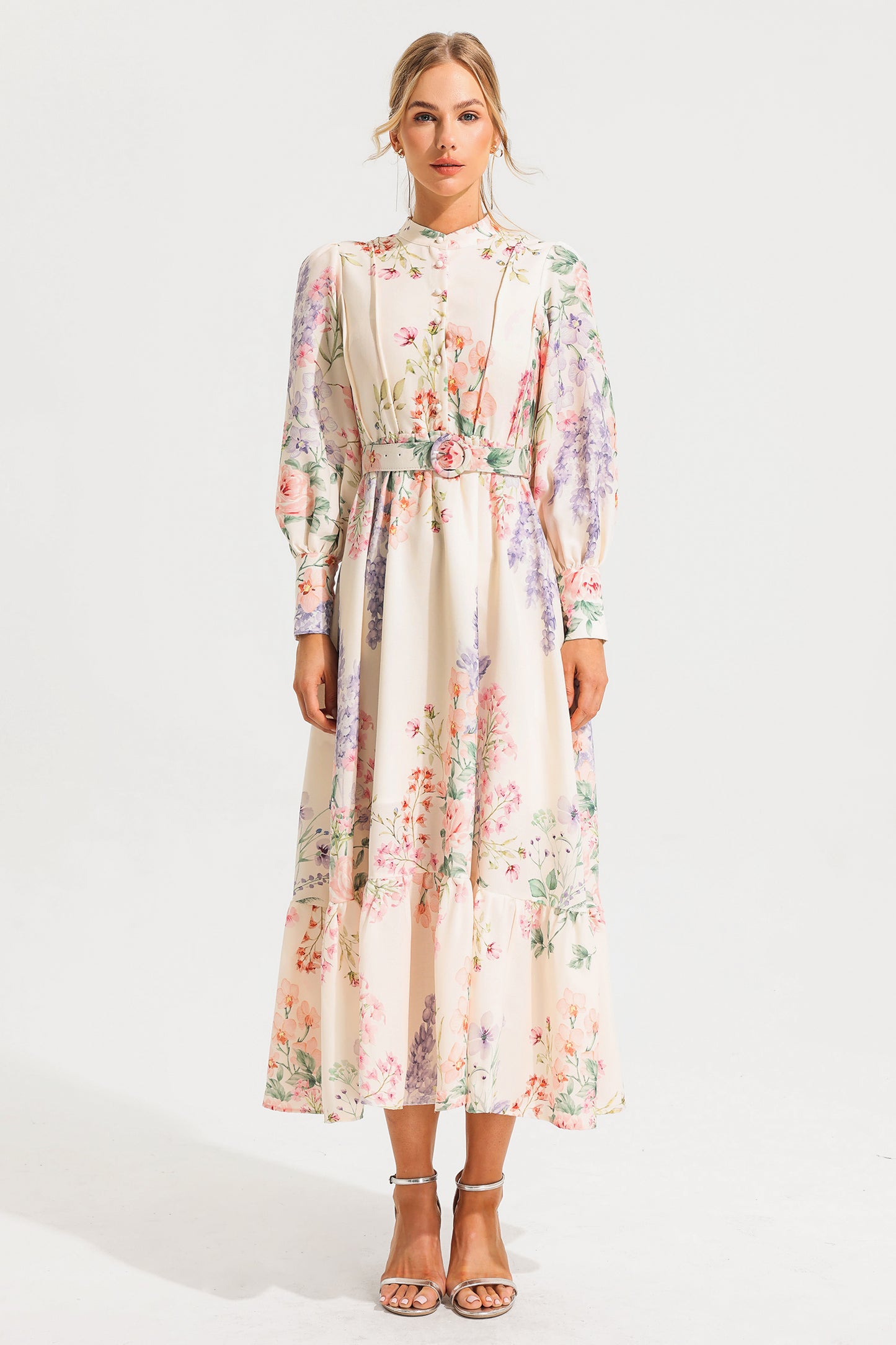 Long Sleeve Maxi Dress With Belt