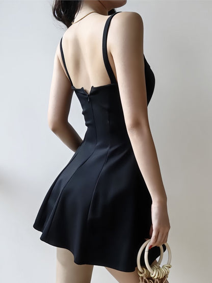 Mini Dress New Summer French Style Spaghetti Strap A-line Backless Vocation Beach Style Y2k Club Prom Vestidos
