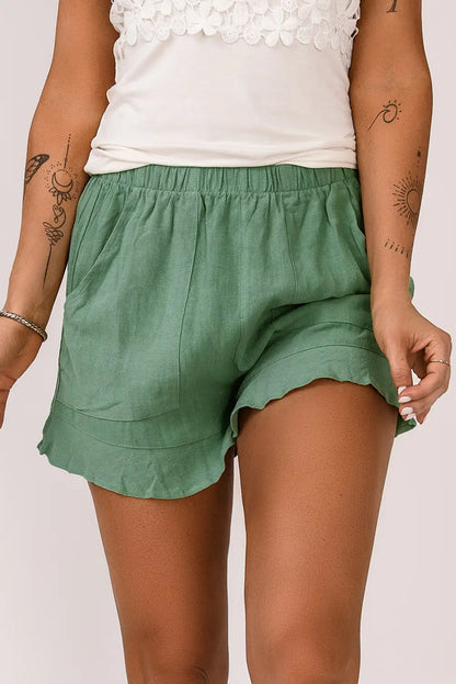 Fresh Green Ruffle Shorts