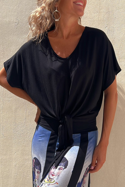 Daily Knotted V Neck T-shirts