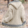 Women's Chunky Ethnic Geometric Aran Pattern Cardigan Sweater elevenforest