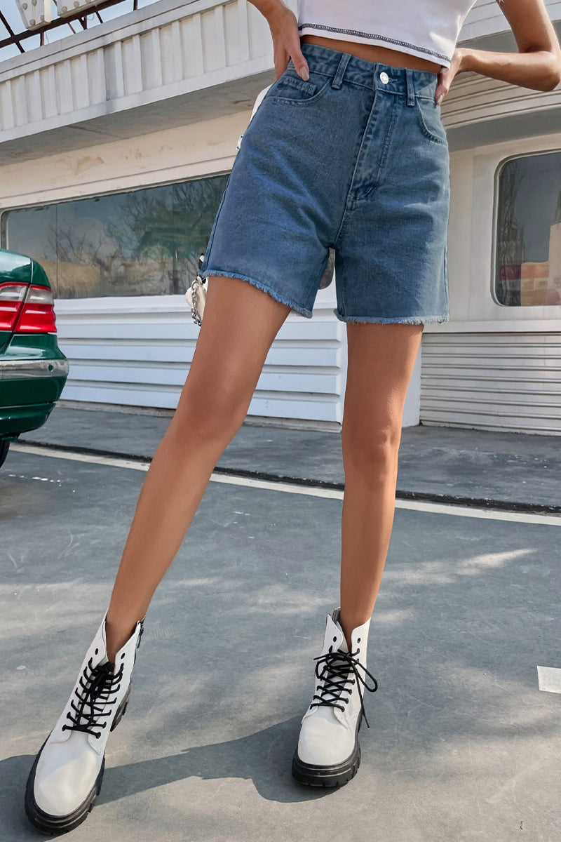 Frenchy Raw Hem Denim Shorts(8 Colors)