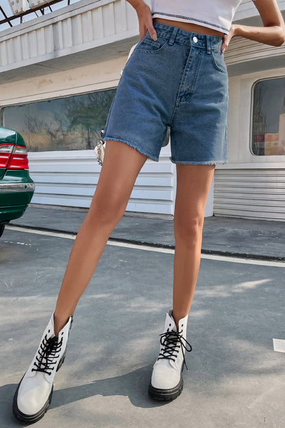 Frenchy Raw Hem Denim Shorts