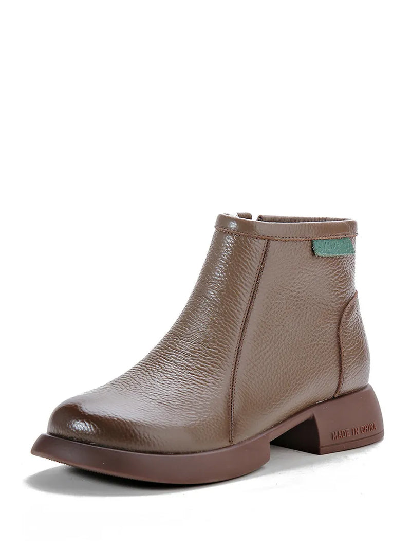 Commute Leather Zipper Mid-heel Boots Ah1065