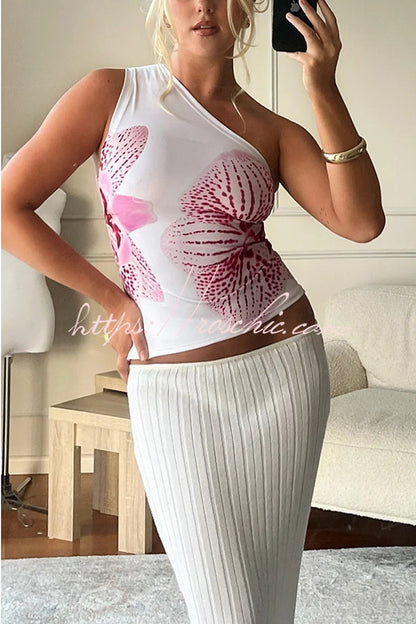 View Like You Print One Shoulder Stretch Tank