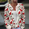 Comstylish Winter Cardinal Art Embroidery Knitting Cozy Cardigan