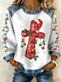 Comstylish Women's Faith Cross Christmas Print Casual Sweatshirt