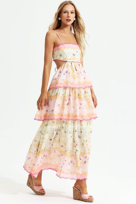 Cami Tiered Ruffle Hem Backless Maxi Dress