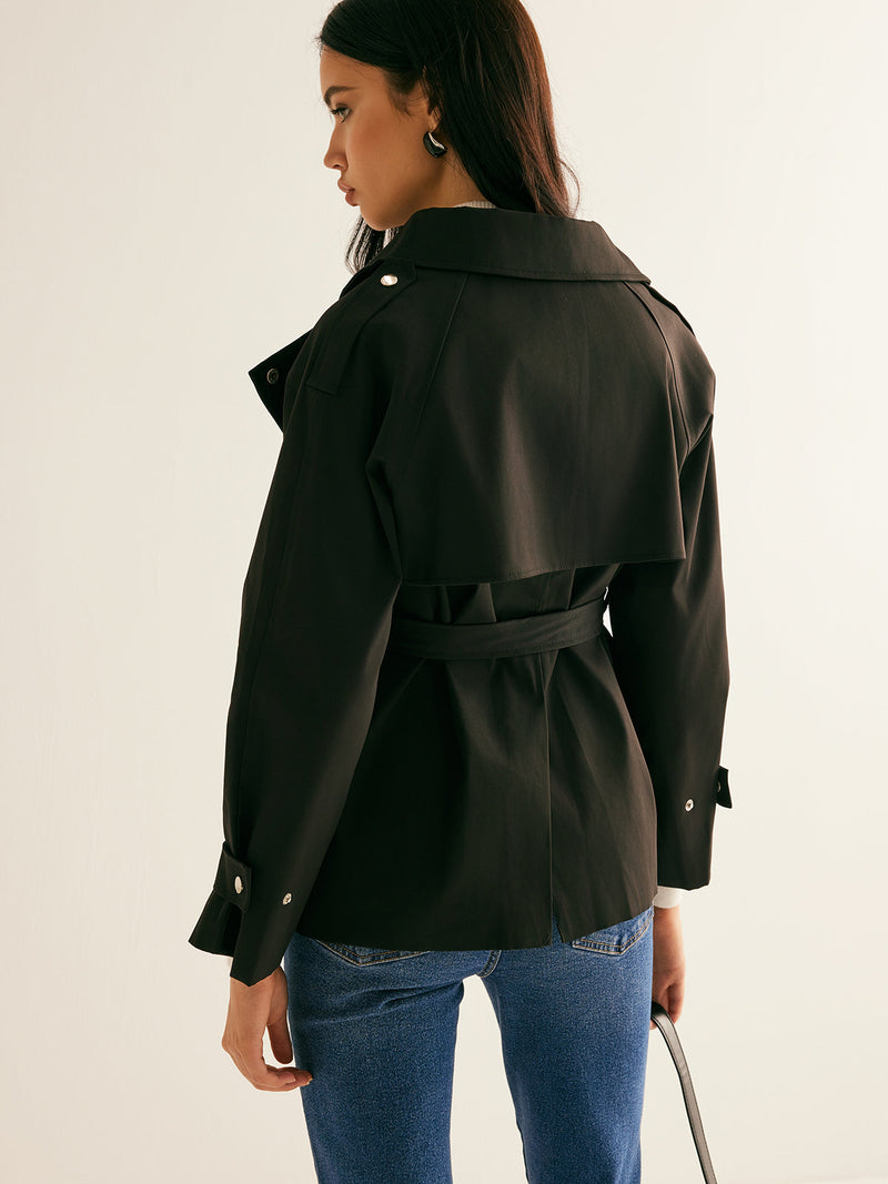 Lapel Belted Trench Coat