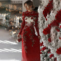 Women's Vintage Christmas Snowflakes Art Cozy Knit Maxi Sweater Dress artswardrobe